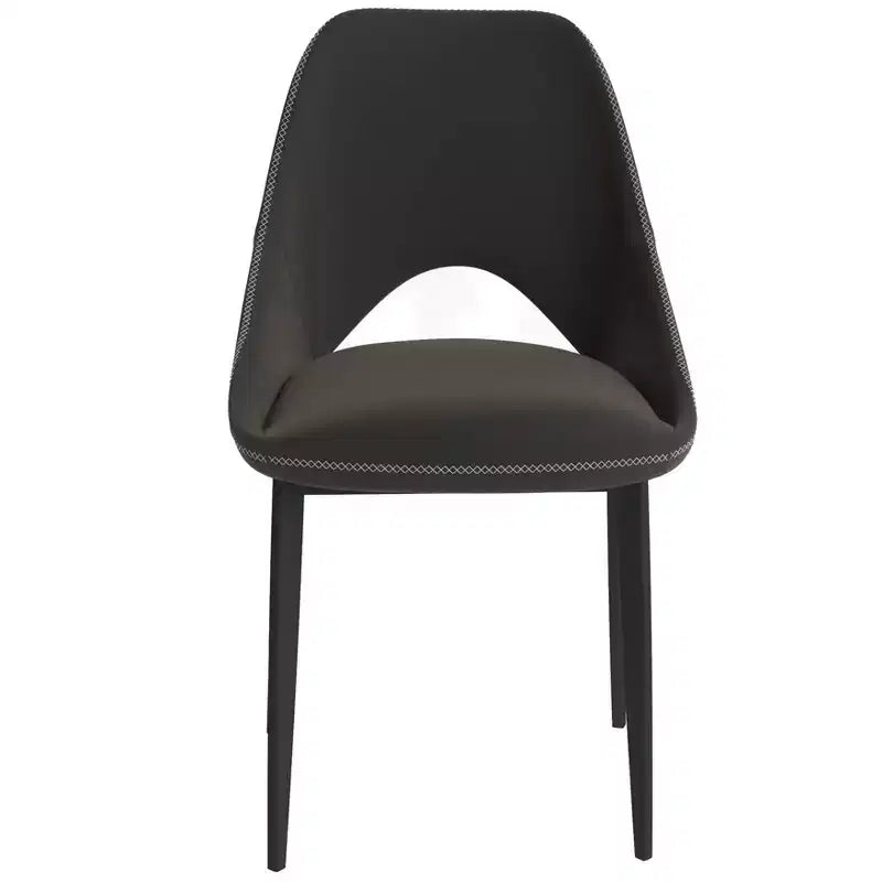 LeisureMod Amalfi Collection, lot de 2 chaises de salle à manger rembourrées. Design à dossier ouvert incurvé avec pieds en fer thermolaqué pour cuisine et salle à manger.