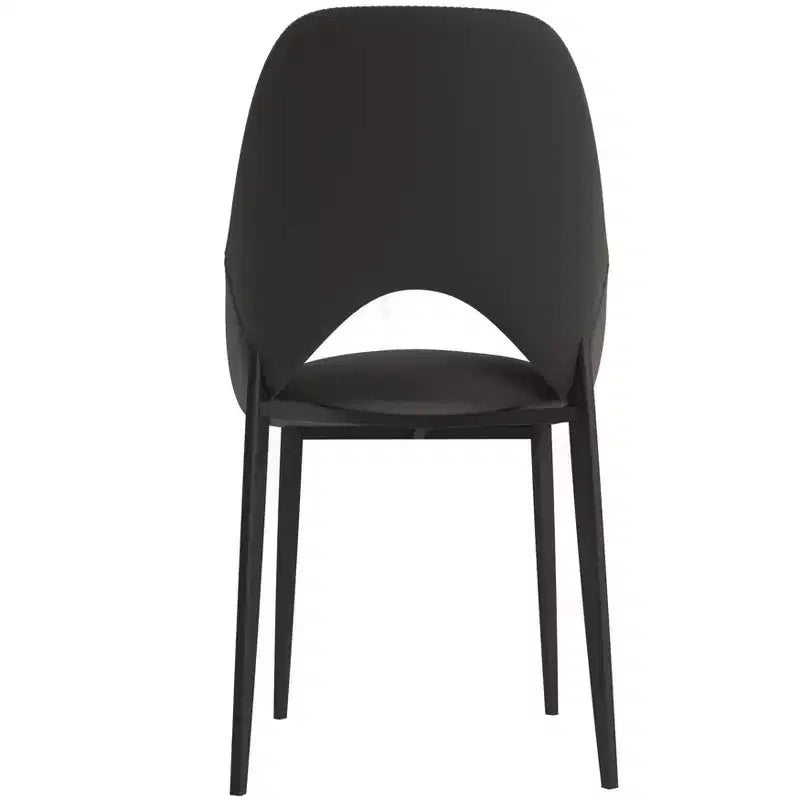 LeisureMod Amalfi Collection, lot de 2 chaises de salle à manger rembourrées. Design à dossier ouvert incurvé avec pieds en fer thermolaqué pour cuisine et salle à manger.