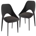 LeisureMod Amalfi Collection Upholstered Dining Chairs Set of 2  Curved Open Back Design with Powder-Coated Iron Legs for Kitchen & Dining Room