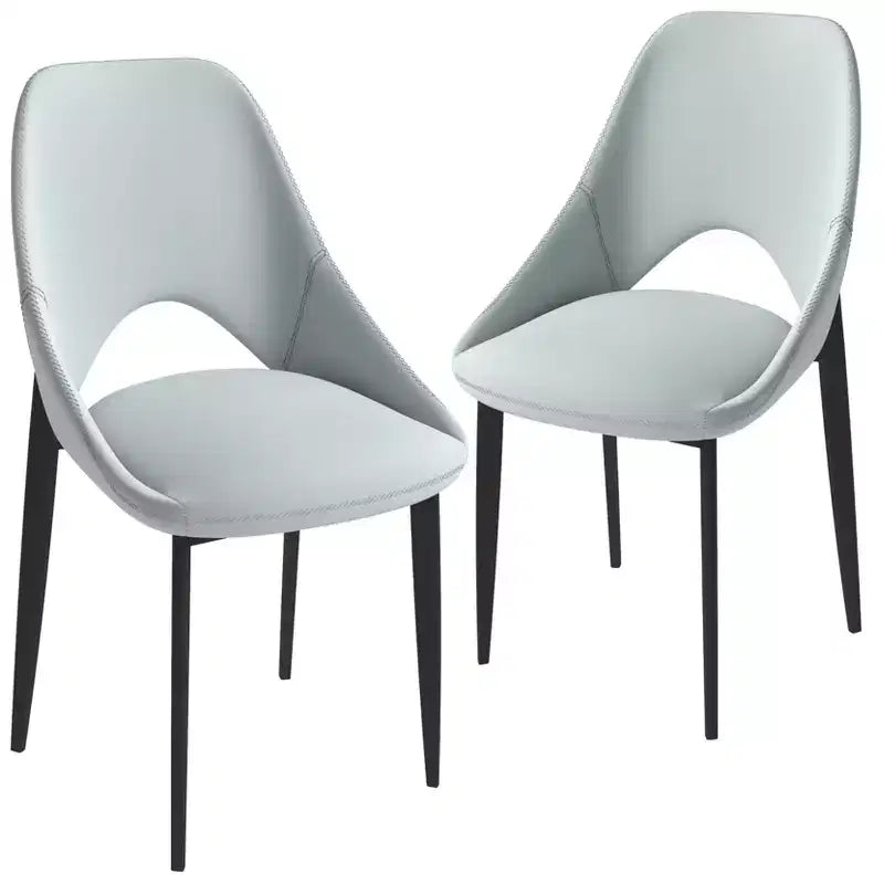 LeisureMod Amalfi Collection, lot de 2 chaises de salle à manger rembourrées. Design à dossier ouvert incurvé avec pieds en fer thermolaqué pour cuisine et salle à manger.