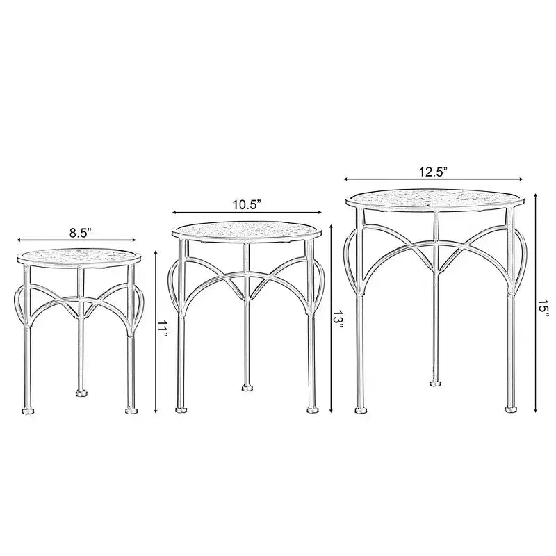 Support à plantes décoratif Uniquewise en métal doré, table d'appoint avec plateau moderne effet marbre blanc, ensemble de 3