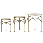 Support à plantes décoratif Uniquewise en métal doré, table d'appoint avec plateau moderne effet marbre blanc, ensemble de 3