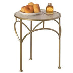 Support à plantes décoratif Uniquewise en métal doré, table d'appoint avec plateau moderne effet marbre blanc, ensemble de 3