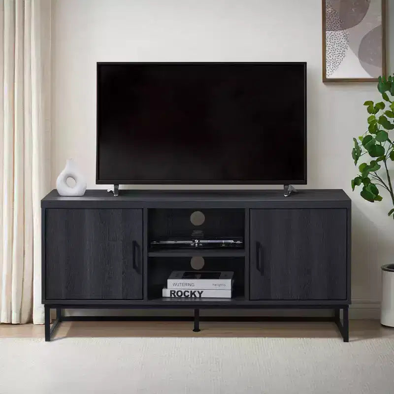 Meuble TV AndMakers 47 po en bois avec 2 armoires de rangement, convient aux téléviseurs jusqu'à 50 po