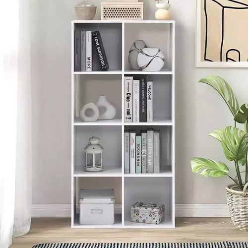 AndMakers 37.13 in. H x 23.47 in. W x 11.61 in. D White Wood 8-Cube Storage Organizer