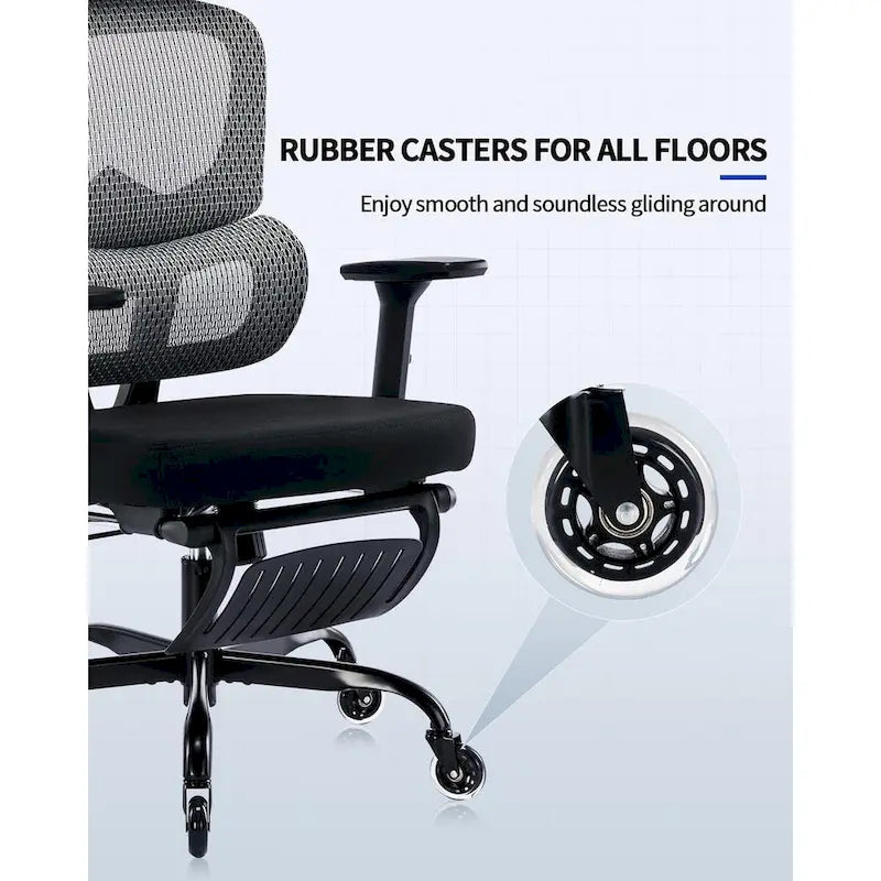 Chaise de bureau ergonomique en maille avec repose-pieds et support lombaire