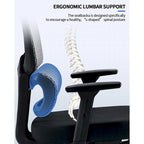Chaise de bureau ergonomique en maille avec repose-pieds et support lombaire