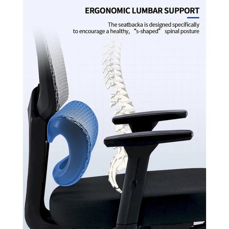 Chaise de bureau ergonomique en maille avec repose-pieds et support lombaire