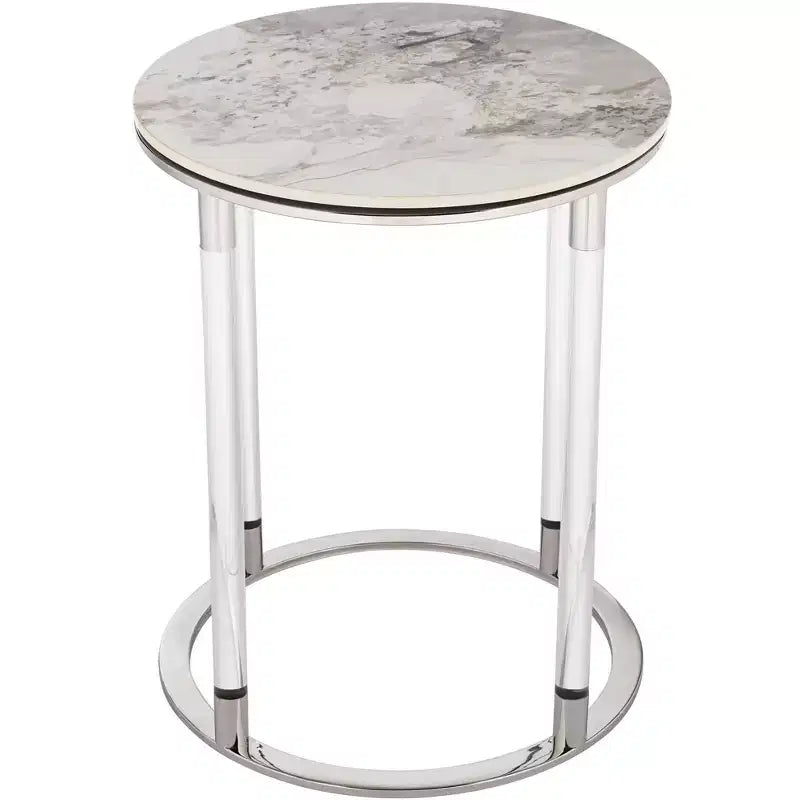 Table d'appoint ronde Studio 55D Tamara 18 1/4" de large, en pierre et chrome