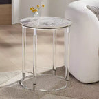 Table d'appoint ronde Studio 55D Tamara 18 1/4" de large, en pierre et chrome
