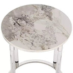Table d'appoint ronde Studio 55D Tamara 18 1/4" de large, en pierre et chrome