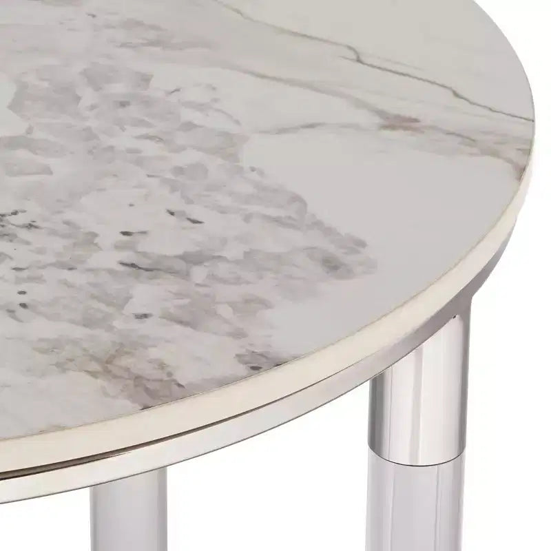 Table d'appoint ronde Studio 55D Tamara 18 1/4" de large, en pierre et chrome