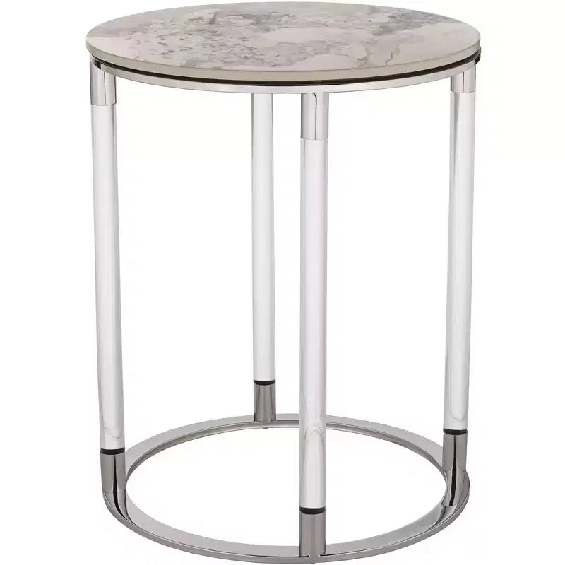 Table d'appoint ronde Studio 55D Tamara 18 1/4" de large, en pierre et chrome