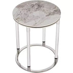 Table d'appoint ronde Studio 55D Tamara 18 1/4" de large, en pierre et chrome
