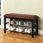 Banc à chaussures en bois avec coussin, banc de rangement à chaussures 3 niveaux, organisateur d'étagère à chaussures d'entrée, banc de rangement pour couloir, chambre, salon, buanderie
