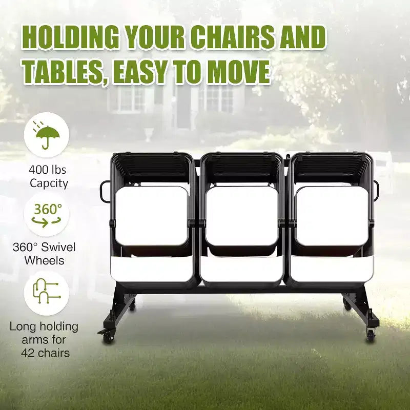 Diable pour chaises pliantes avec roues, support de rangement pour chaises ou tables, capacité de 400/800 livres