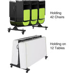 Diable pour chaises pliantes avec roues, support de rangement pour chaises ou tables, capacité de 400/800 livres