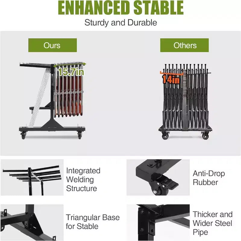 Diable pour chaises pliantes avec roues, support de rangement pour chaises ou tables, capacité de 400/800 livres