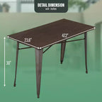Table à manger en métal FDW - Table de cuisine antirouille, table de bar, table basse avec cadre en métal et plateau en bois, table à piètement en métal pour intérieur et extérieur
