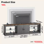 Meuble TV Bestier 70 LED pour téléviseurs jusqu'à 75 pouces, console média de centre de divertissement avec étagères réglables en verre trempé et rangement fermé pour le salon
