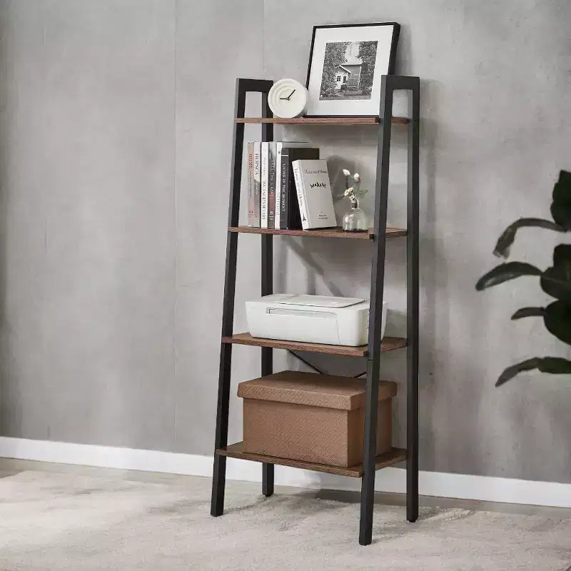 Étagère échelle à 4 niveaux, bibliothèque de rangement avec cadre en acier