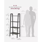 Étagère échelle à 4 niveaux, bibliothèque de rangement avec cadre en acier