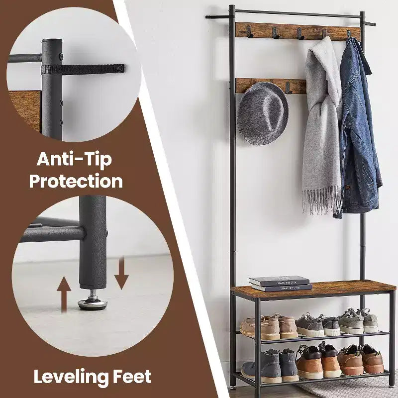 Porte-manteau meuble d'entrée avec banc de rangement à chaussures Banc d'entrée avec rangement à chaussures pour entrée
