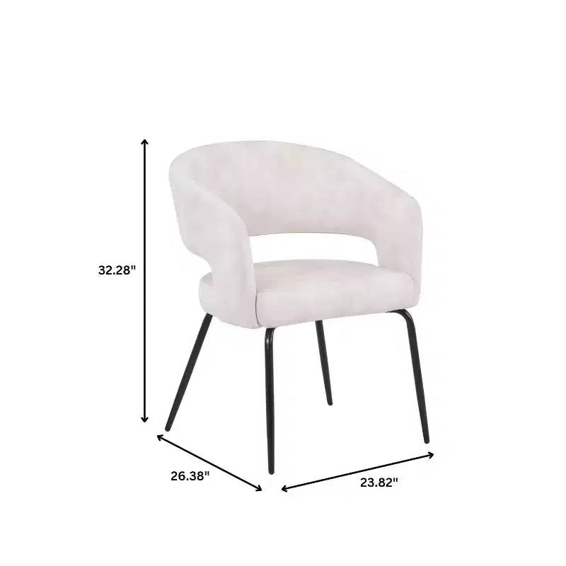 Chaise de salle à manger LeisureMod, rembourrée en cuir, avec dossier incurvé ouvert et pieds en fer, collection Gavin, ensemble de 4