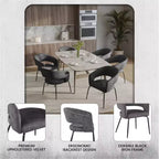 Chaise de salle à manger LeisureMod, rembourrée en cuir, avec dossier incurvé ouvert et pieds en fer, collection Gavin, ensemble de 4