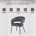 Chaise de salle à manger LeisureMod, rembourrée en cuir, avec dossier incurvé ouvert et pieds en fer, collection Gavin, ensemble de 4