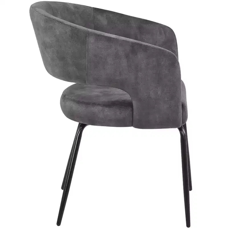Chaise de salle à manger LeisureMod, rembourrée en cuir, avec dossier incurvé ouvert et pieds en fer, collection Gavin, ensemble de 4