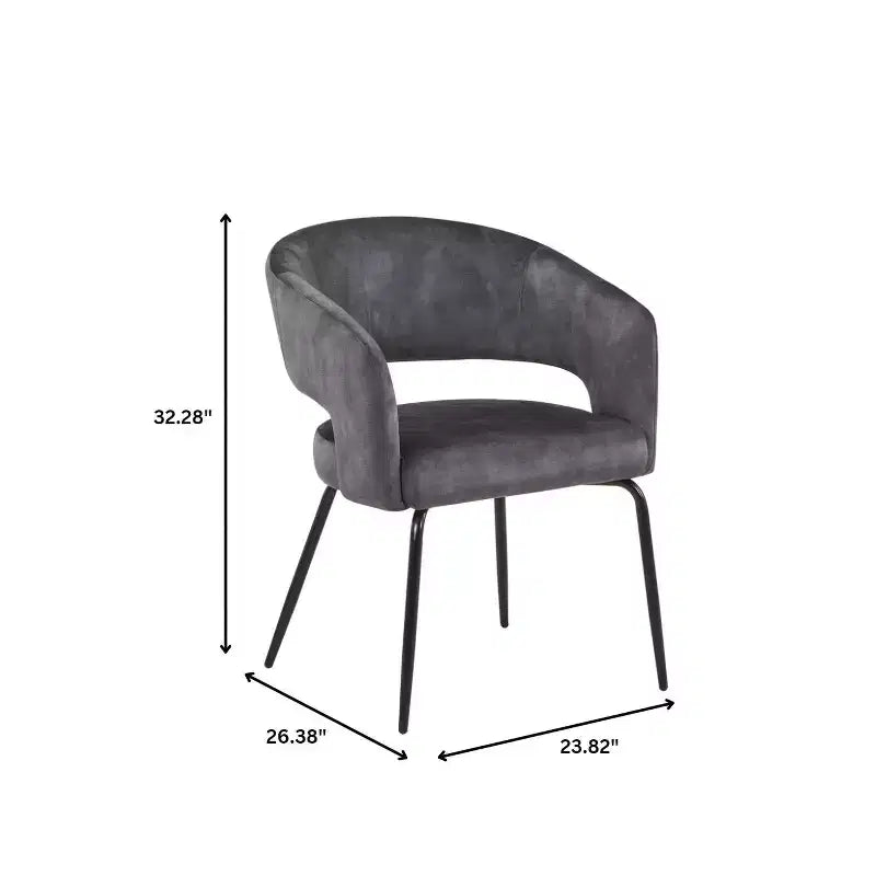 Chaise de salle à manger LeisureMod, rembourrée en cuir, avec dossier incurvé ouvert et pieds en fer, collection Gavin, ensemble de 4