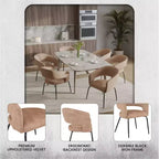 Chaise de salle à manger LeisureMod, rembourrée en cuir, avec dossier incurvé ouvert et pieds en fer, collection Gavin, ensemble de 4