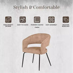 Chaise de salle à manger LeisureMod, rembourrée en cuir, avec dossier incurvé ouvert et pieds en fer, collection Gavin, ensemble de 4