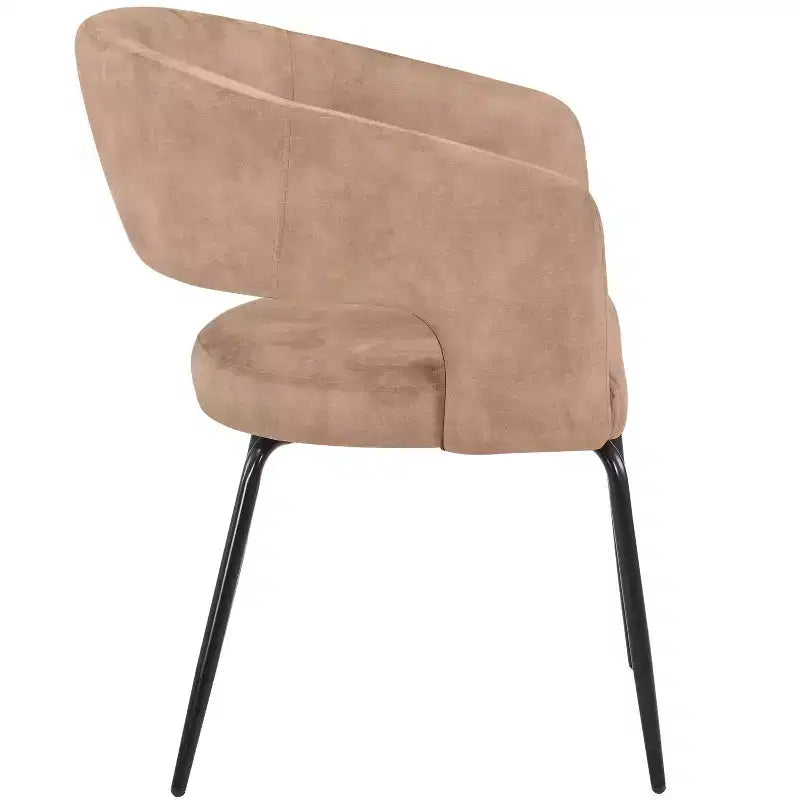 Chaise de salle à manger LeisureMod, rembourrée en cuir, avec dossier incurvé ouvert et pieds en fer, collection Gavin, ensemble de 4