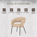 Chaise de salle à manger LeisureMod, rembourrée en cuir, avec dossier incurvé ouvert et pieds en fer, collection Gavin, ensemble de 4