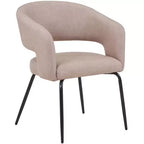 Chaise de salle à manger LeisureMod, rembourrée en cuir, avec dossier incurvé ouvert et pieds en fer, collection Gavin, ensemble de 4