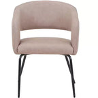 Chaise de salle à manger LeisureMod, rembourrée en cuir, avec dossier incurvé ouvert et pieds en fer, collection Gavin, ensemble de 4
