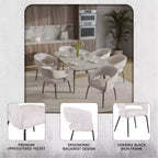 Chaise de salle à manger LeisureMod, rembourrée en cuir, avec dossier incurvé ouvert et pieds en fer, collection Gavin, ensemble de 4