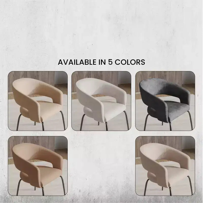 Chaise de salle à manger LeisureMod, rembourrée en cuir, avec dossier incurvé ouvert et pieds en fer, collection Gavin, ensemble de 4