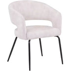 Chaise de salle à manger LeisureMod, rembourrée en cuir, avec dossier incurvé ouvert et pieds en fer, collection Gavin, ensemble de 4
