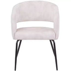 Chaise de salle à manger LeisureMod, rembourrée en cuir, avec dossier incurvé ouvert et pieds en fer, collection Gavin, ensemble de 4