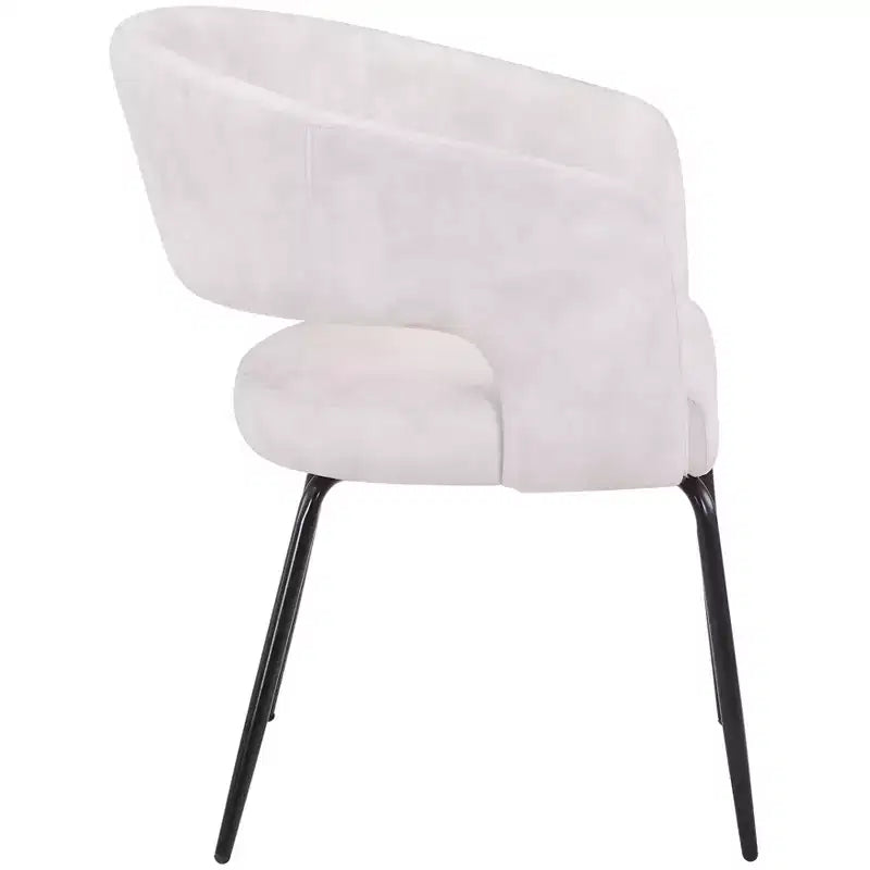 Chaise de salle à manger LeisureMod, rembourrée en cuir, avec dossier incurvé ouvert et pieds en fer, collection Gavin, ensemble de 4