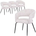 LeisureMod Dining Chair Upholstered in Leather with Open Curved Backrest and Iron Legs Gavin Collection Set of 4