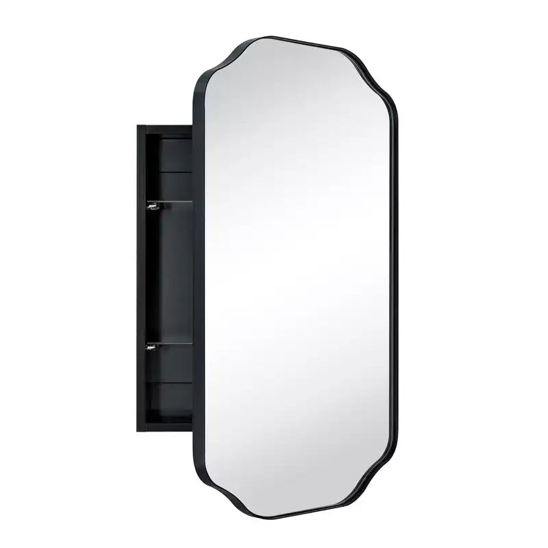 TEHOME Osterhus 18 in. W. x 29 in.Arched Metal Rectangular Surface Mount Medicine Cabinet with Mirror in Matt Black