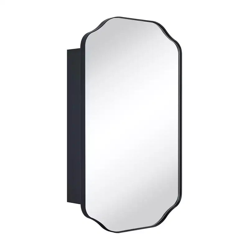 TEHOME Osterhus Armoire à pharmacie rectangulaire à surface de 45,7 cm de largeur x 73,6 cm de hauteur avec miroir, en métal, arche, noir mat