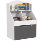 Qaba Kids Bookshelf, 3 Tier Bookcase, Toy Storage Organizer for Toddlers with Drawer for Playroom, Nursery, Bedroom, Classroom, White