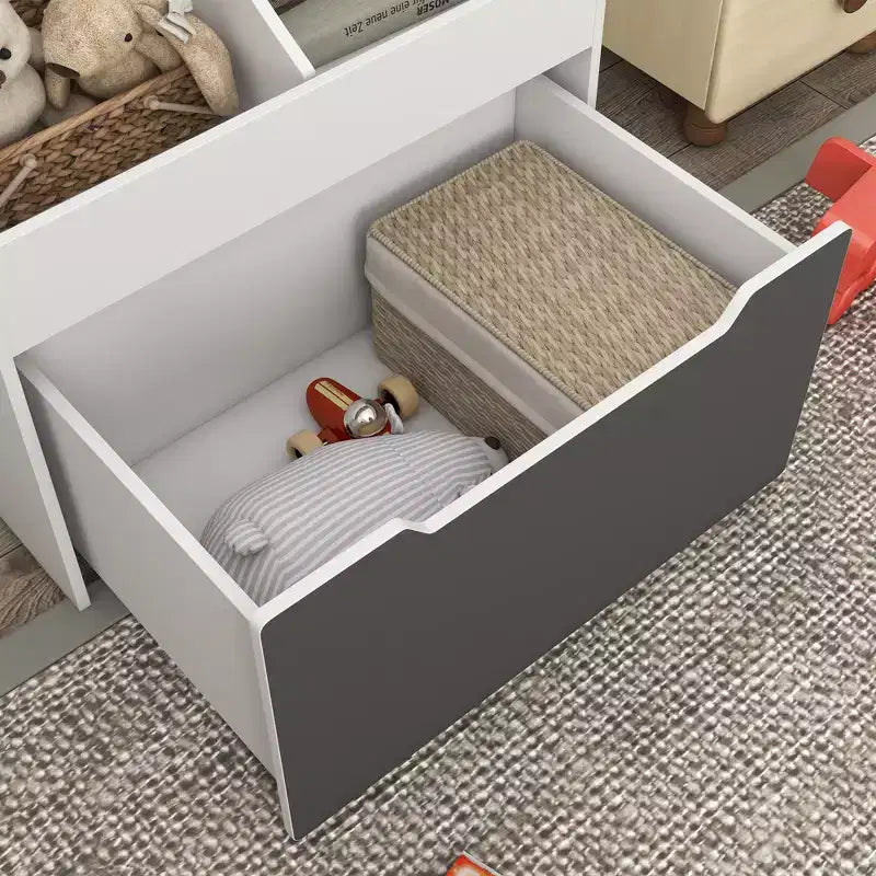 Qaba Étagère à Livres pour Enfants, Bibliothèque 3 Niveaux, Organisateur de Rangement de Jouets pour Tout-Petits avec Tiroir pour Salle de Jeux, Crèche, Chambre, Salle de Classe, Blanc