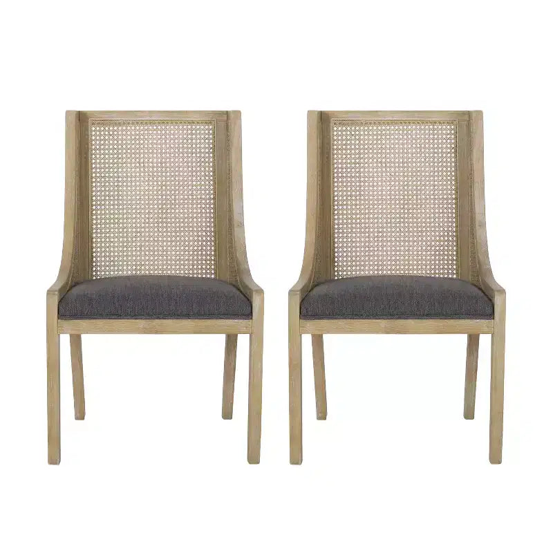 GDFStudio Chaises de salle à manger rustiques en tissu et rotin (lot de 2)