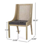 GDFStudio Chaises de salle à manger rustiques en tissu et rotin (lot de 2)